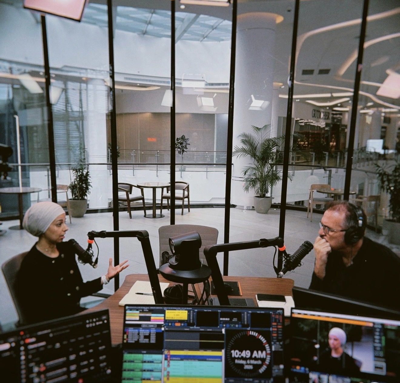 Sawsan at radio interview studio